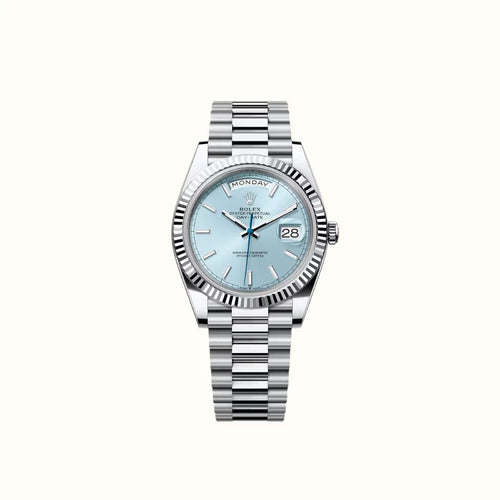 Vandor Day-Date 40mm 228236 Ice Blue Dial Baton