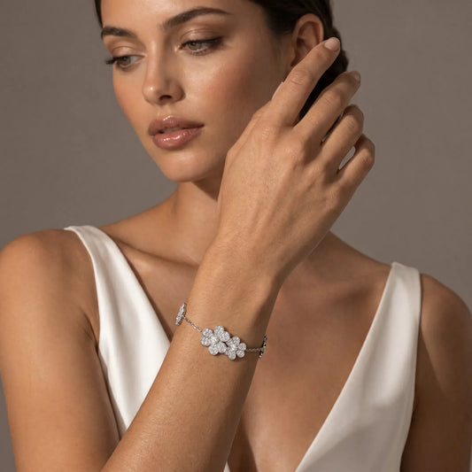 L'amour Fleur de lumière pendant bracelet 5 flowers silver