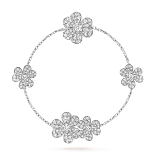 L'amour Fleur de lumière pendant bracelet 5 flowers silver