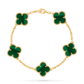 L'amour Four Leaf Clover Bracelet Pure Stone Malachite Gold