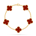 L'amour Four Leaf Clover Bracelet Pure Stone Carnelian Gold