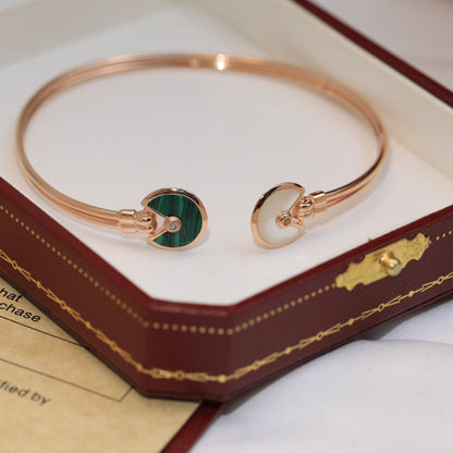 18K Malachite Pearl & Diamond Open Bracelet