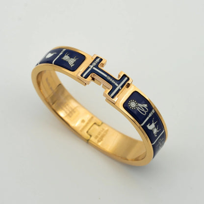 L'amour H Blue Ceramic Bracelet Rose Gold