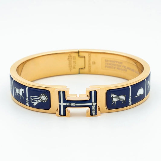 L'amour H Blue Ceramic Bracelet Rose Gold