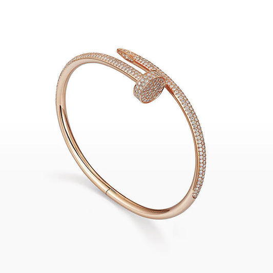 L'amour Linéa Clou Bracelet Classic Model Diamond Pavé Rose Gold