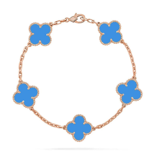 L'amour Four Leaf Clover Bracelet Pure Stone Agate Rose Gold