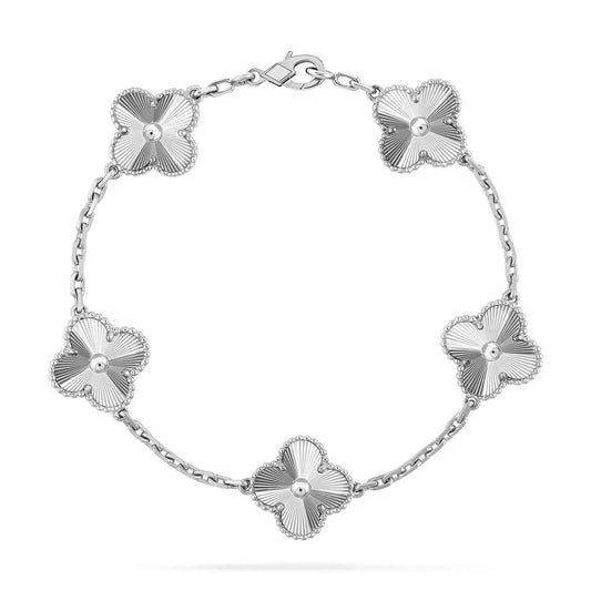 L'amour Four Leaf Clover Bracelet Pure Laser White Gold