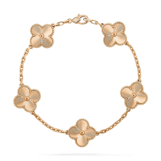L'amour Four Leaf Clover Bracelet Pure Laser Rose Gold