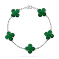 L'amour Four Leaf Clover Bracelet Pure Stone Malachite White Gold
