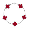 L'amour Four Leaf Clover Bracelet Pure Stone Carnelian White Gold