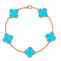 L'amour Four Leaf Clover Bracelet Pure Stone Turquoise Rose Gold