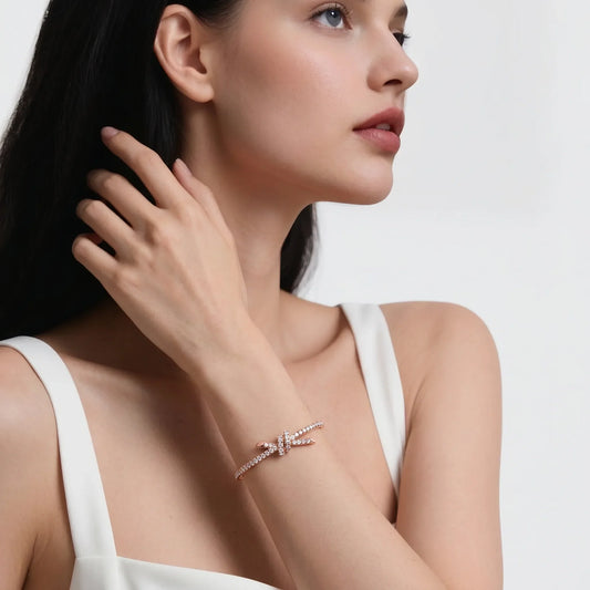 L'amour Lucent Bracelet Bangle with Diamonds Rose Gold