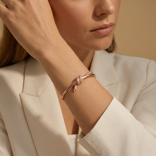 L'amour Lucent Bracelet Double Row Diamond Hinged Bangle Rose Gold