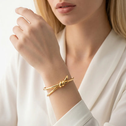 L'amour Lucent Bracelet Double Row Hinged Bangle Yellow Gold