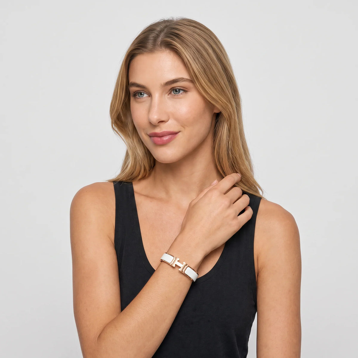 L'amour H White Bracelet Rose Gold