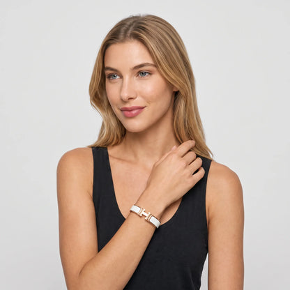 L'amour H White Bracelet Rose Gold