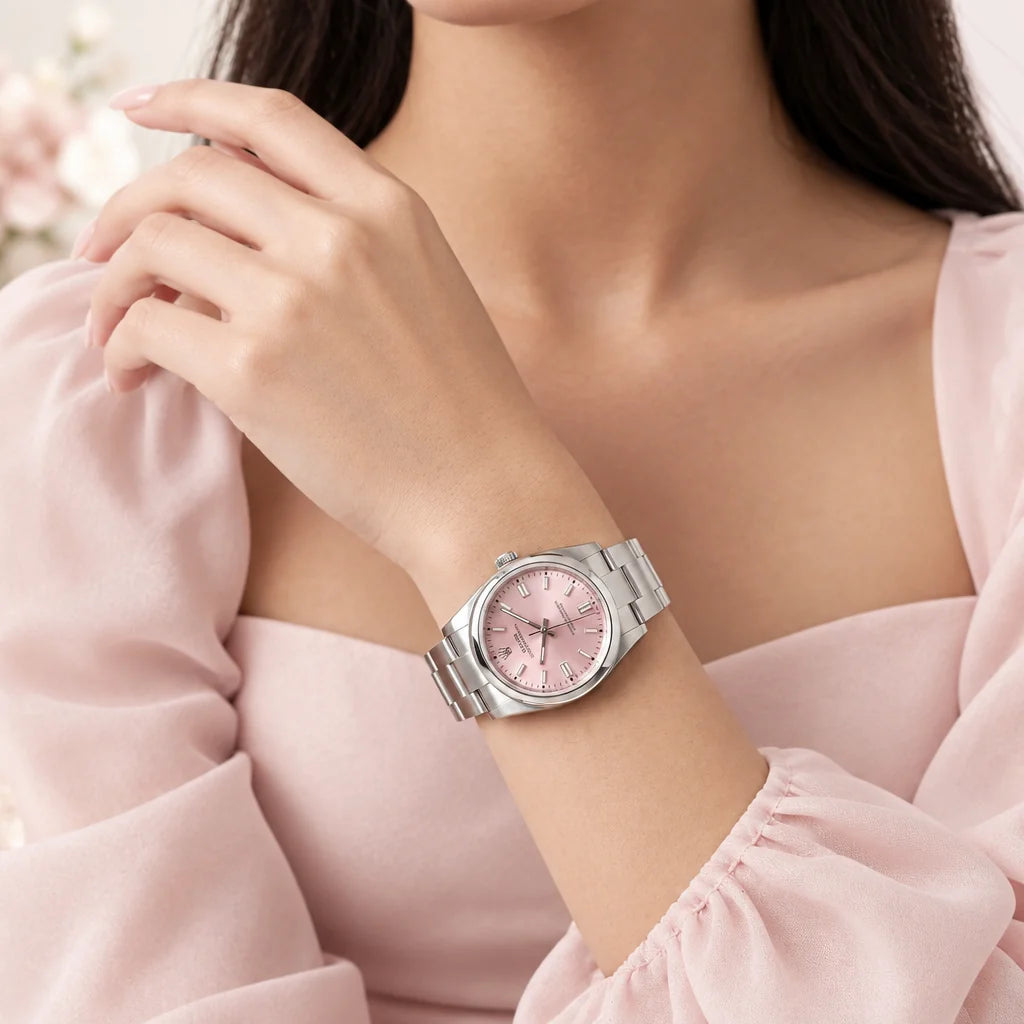 Vandor Oyster Perpetual Pink Dial And Smooth Bezel Women’s Watch | RL 36 126000