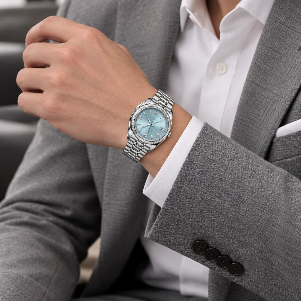 Vandor Day-Date 40mm 228236 Ice Blue Dial Baton
