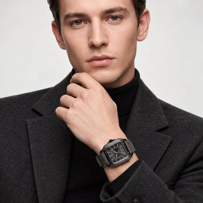 Vandor Santos Stainless Steel Black ADLC Large Model Watch