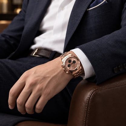 Vandor Cosmograph Daytona 40mm 126505-0003 Sundust Black Dial Everose Gold