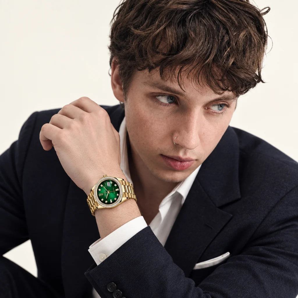 Vandor Day-Date 36mm 128398TBR Green Dial Stone-Set