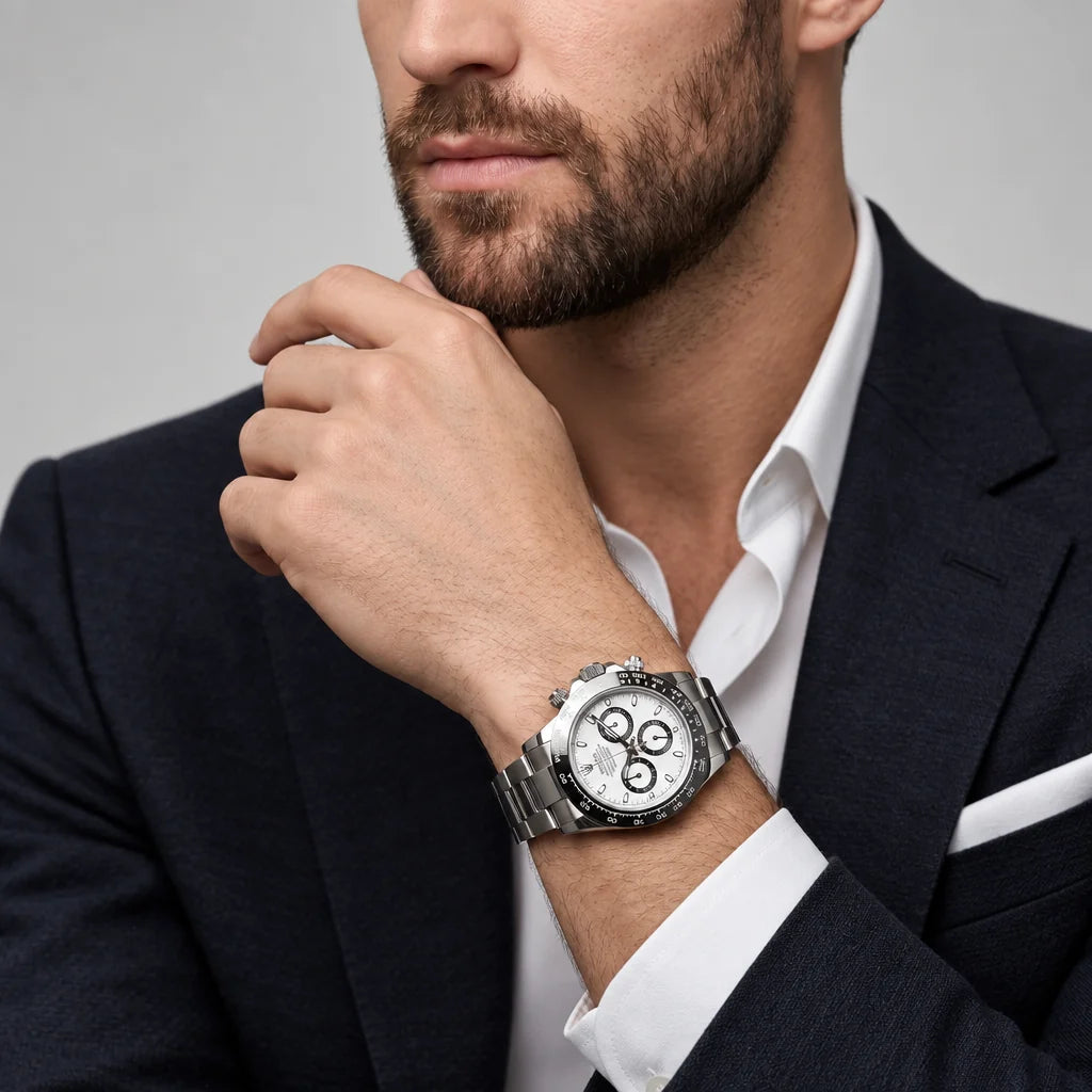 Vandor Cosmograph Daytona Ceramic Bezel White Panda Dial Mens Watch | RL 40 126500