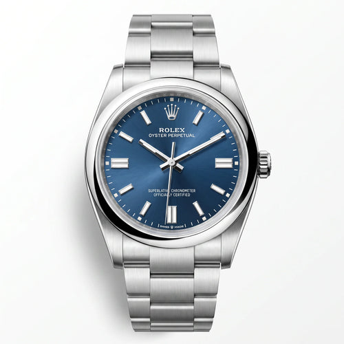 Vandor Oyster Perpetual Bright Blue Dial And Smooth Bezel Watch