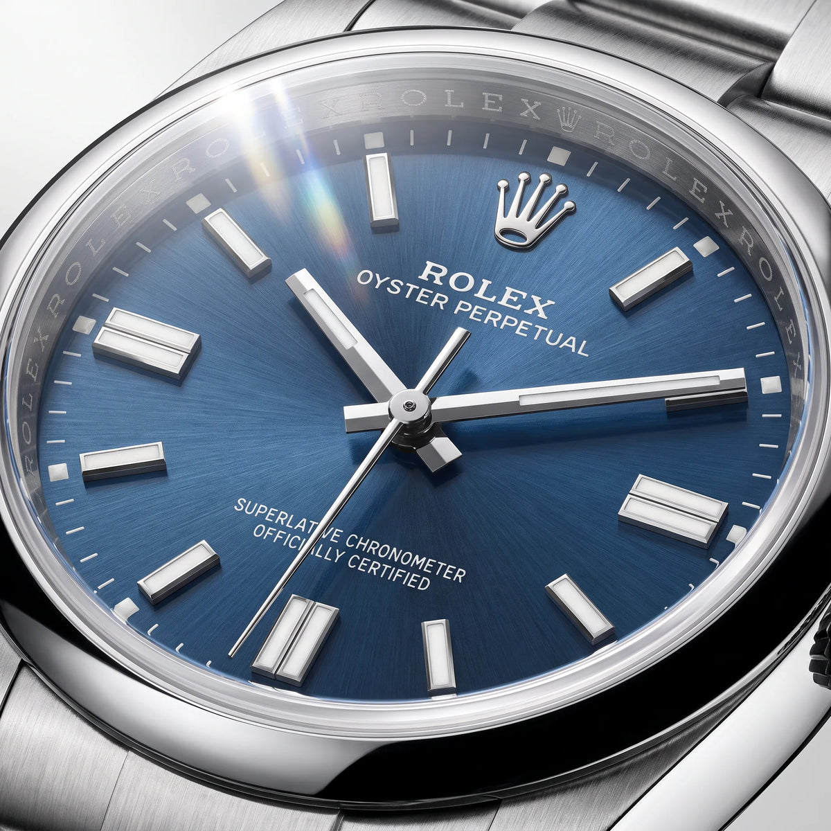 Vandor Oyster Perpetual Bright Blue Dial And Smooth Bezel Watch