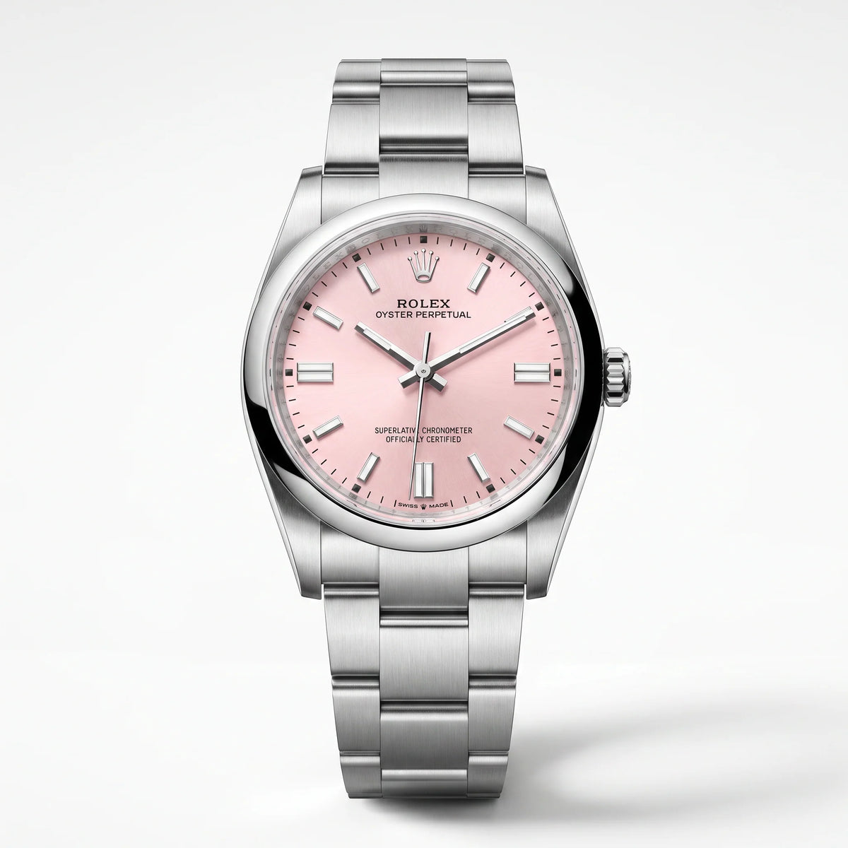 Vandor Oyster Perpetual Pink Dial And Smooth Bezel Women’s Watch | RL 36 126000