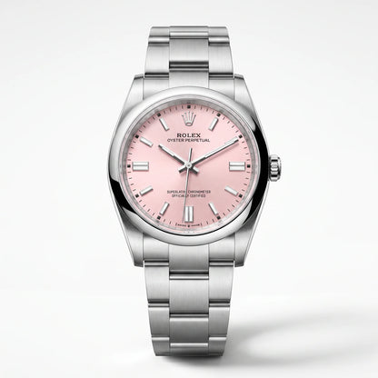 Vandor Oyster Perpetual Pink Dial And Smooth Bezel Women’s Watch | RL 36 126000