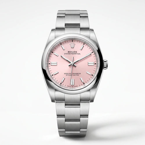 Vandor Oyster Perpetual Pink Dial And Smooth Bezel Women’s Watch | RL 36 126000