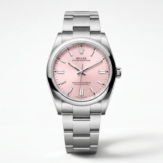 Vandor Oyster Perpetual Pink Dial And Smooth Bezel Women’s Watch | RL 36 126000