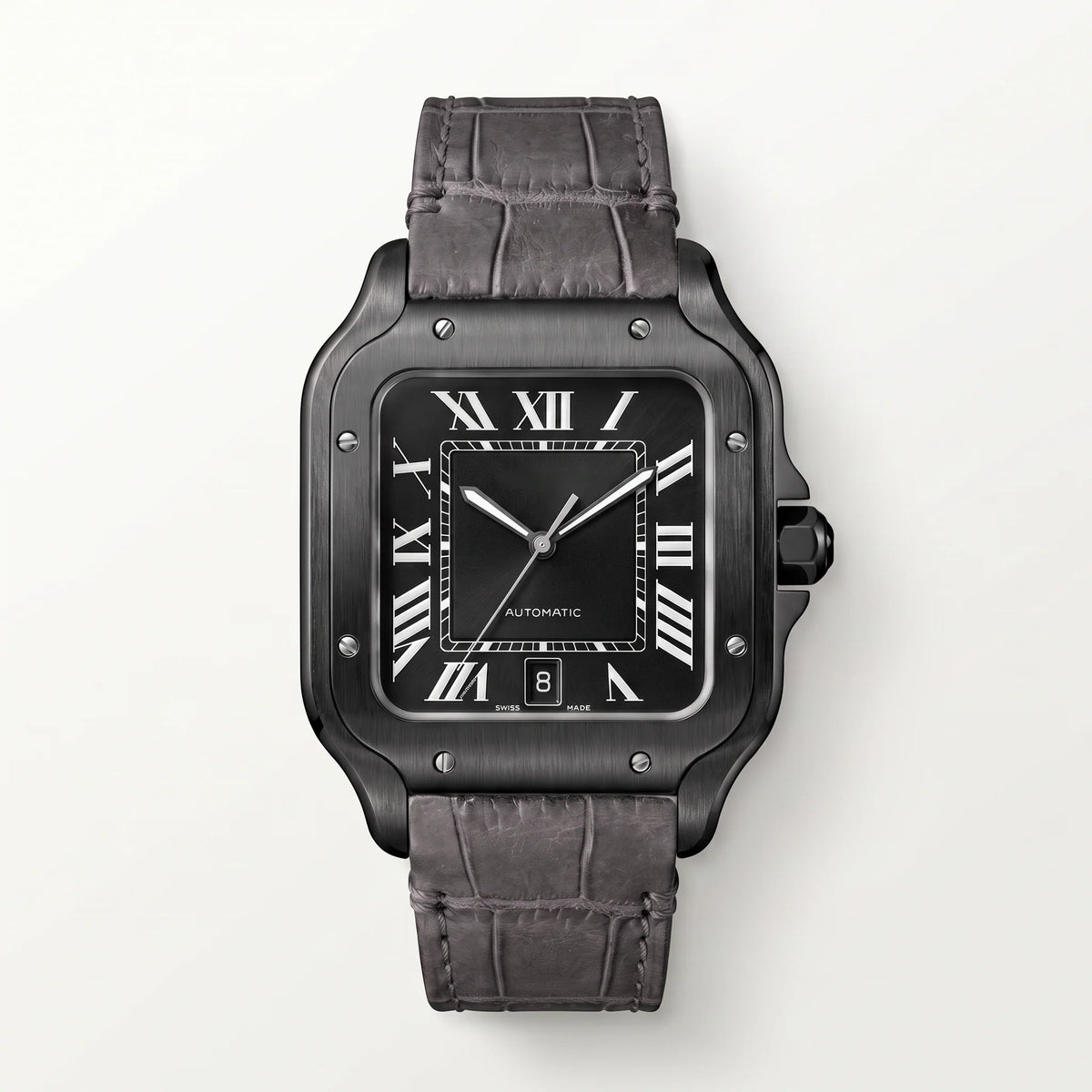 Vandor Santos Stainless Steel Black ADLC Large Model Watch