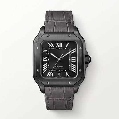 Vandor Santos Stainless Steel Black ADLC Large Model Watch