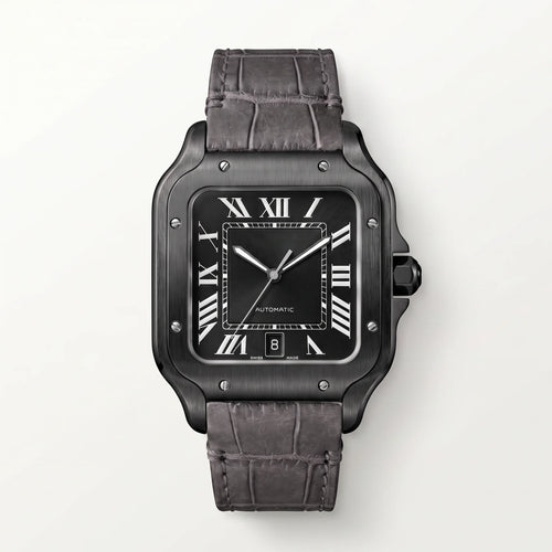 Vandor Santos Stainless Steel Black ADLC Large Model Watch