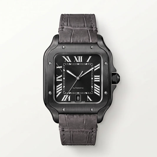 Vandor Santos Stainless Steel Black ADLC Large Model Watch