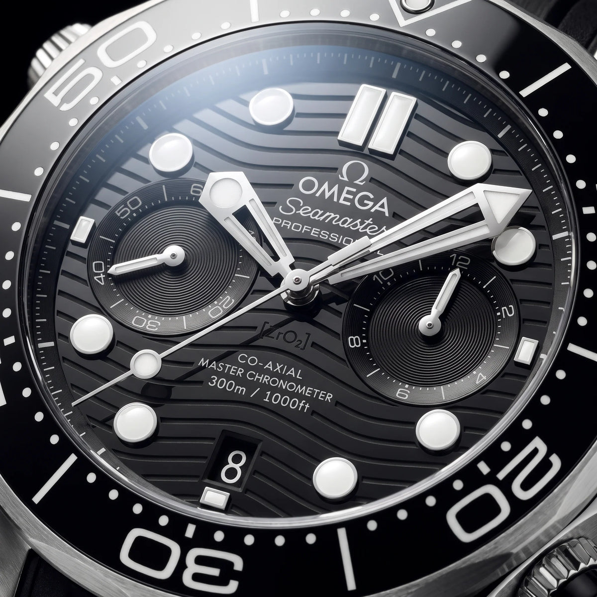 Vandor Seamaster Diver 300M Black Chronograph Men's Watch | OM 210.32.44.51.01.001