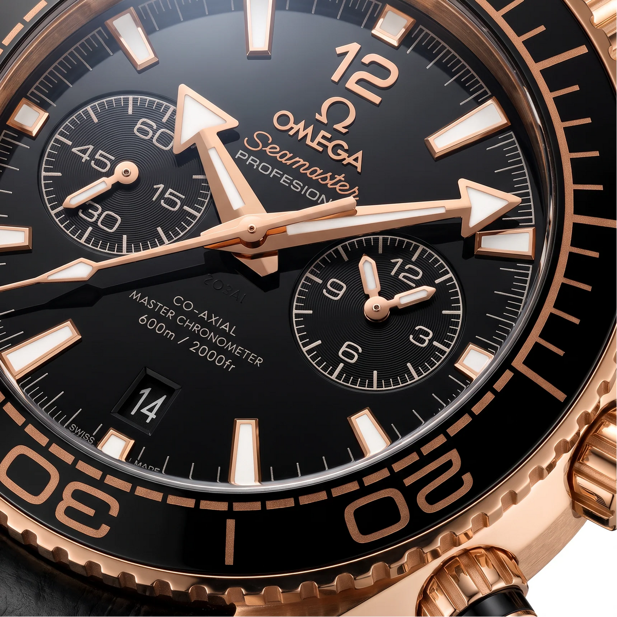 Vandor Seamaster Planet Ocean Chronograph Sedna Gold Mens Watch | OM 215.63.46.51.01.001