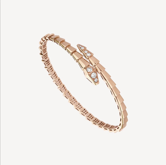 L'amour Viper Essence Bracelet Pavé Diamond Head & Tail Rose Gold