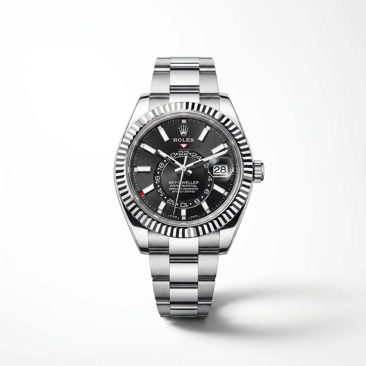 Vandor Sky-Dweller 42mm 336934-0007 Bright Black Dial Oyster White Rolesor