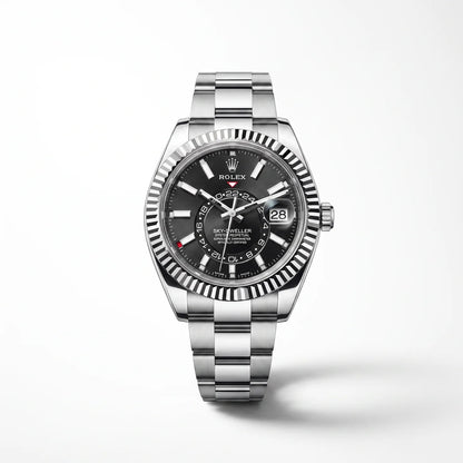 Vandor Sky-Dweller 42mm 336934-0007 Bright Black Dial Oyster White Rolesor