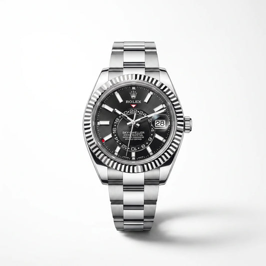 Vandor Sky-Dweller 42mm 336934-0007 Bright Black Dial Oyster White Rolesor