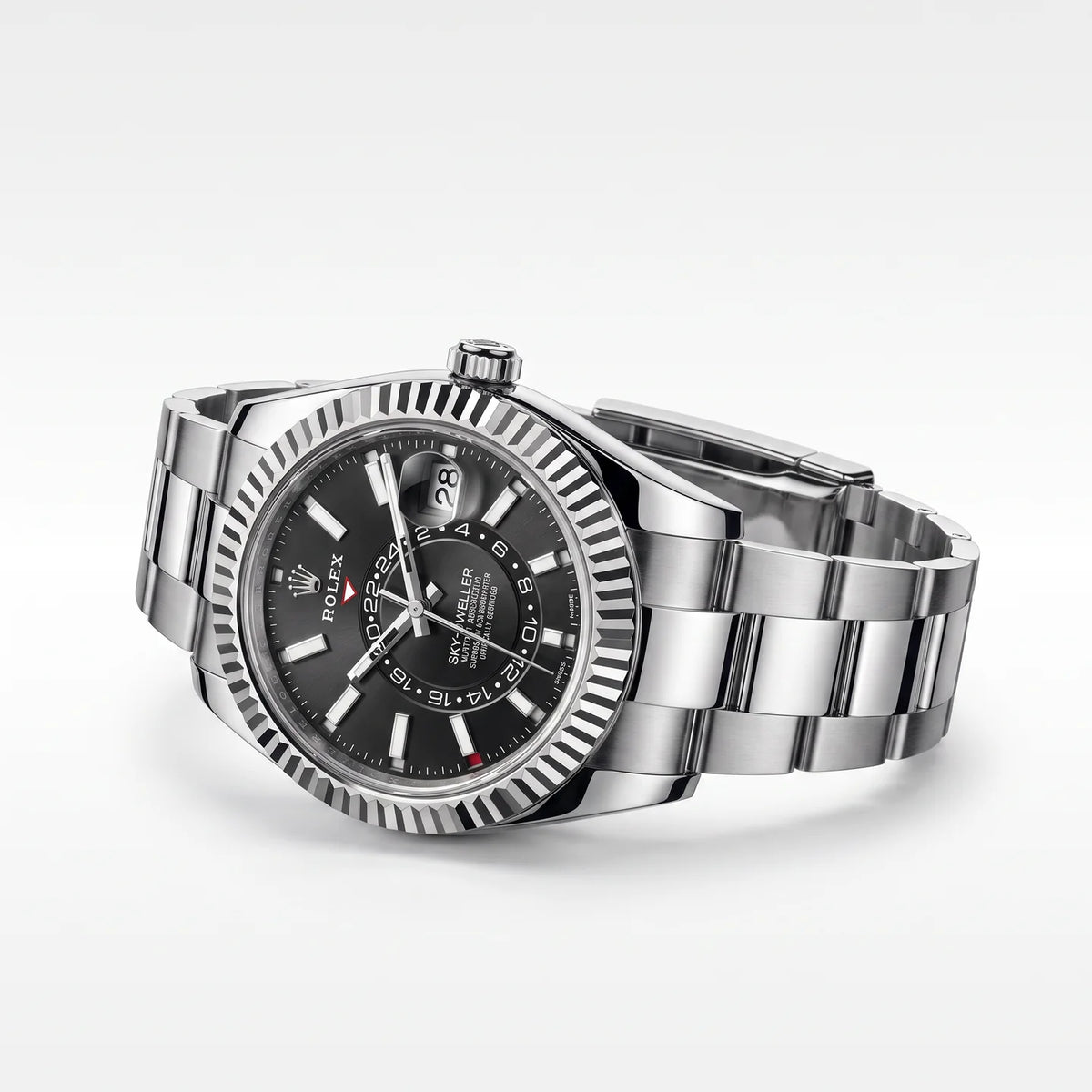 Vandor Sky-Dweller 42mm 336934-0007 Bright Black Dial Oyster White Rolesor